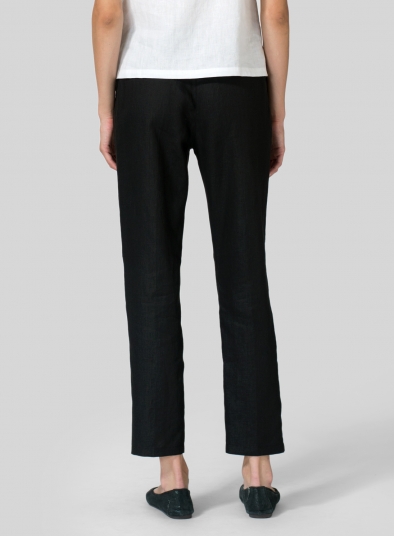 Linen Low Rise Slim Ankle Length Pants