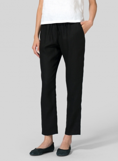 Linen Low Rise Slim Ankle Length Pants