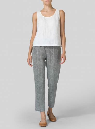 Linen Low Rise Slim Ankle Length Pants