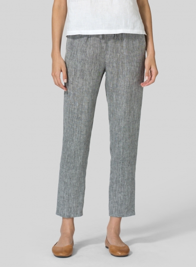 Linen Low Rise Slim Ankle Length Pants