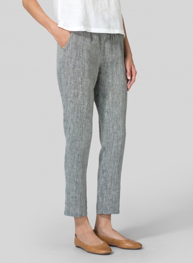 Linen Low Rise Slim Ankle Length Pants