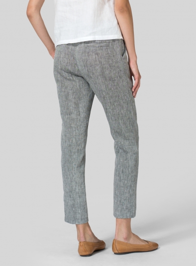 Linen Low Rise Slim Ankle Length Pants