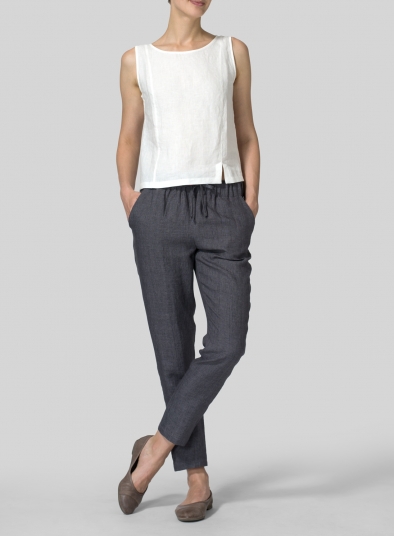 Linen Low Rise Slim Ankle Length Pants