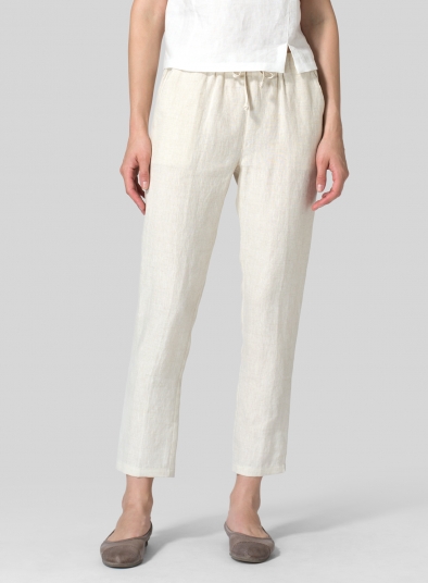 Linen Low Rise Slim Ankle Length Pants