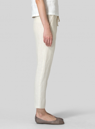 Linen Low Rise Slim Ankle Length Pants