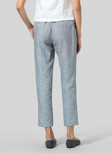 Linen Low Rise Slim Ankle Length Pants