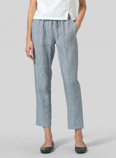 Linen Low Rise Slim Ankle Length Pants