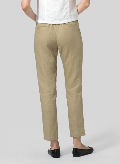 Linen Low Rise Slim Ankle Length Pants