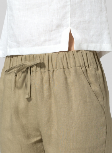 Linen Low Rise Slim Ankle Length Pants