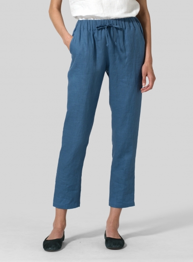 Linen Low Rise Slim Ankle Length Pants