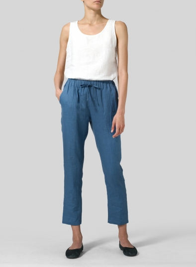 Linen Low Rise Slim Ankle Length Pants