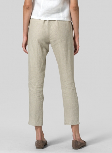 Linen Low Rise Slim Ankle Length Pants