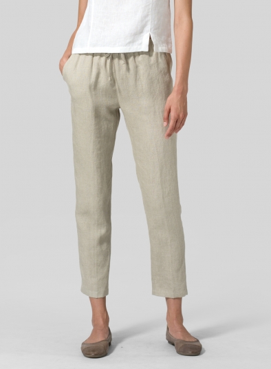 Linen Low Rise Slim Ankle Length Pants