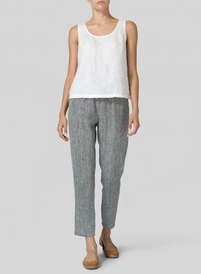 Linen Low Rise Slim Ankle Length Pants