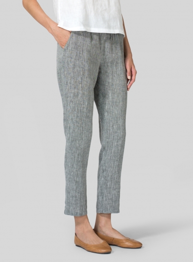 Linen Low Rise Slim Ankle Length Pants