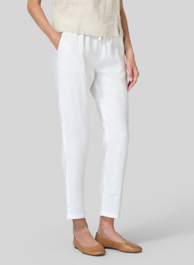 Linen Low Rise Slim Ankle Length Pants