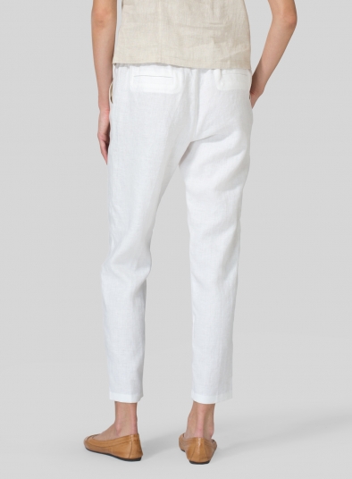 Linen Low Rise Slim Ankle Length Pants