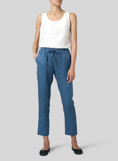 Linen Low Rise Slim Ankle Length Pants