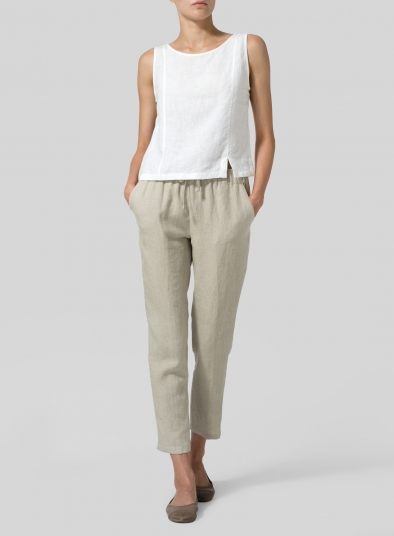 Linen Low Rise Slim Ankle Length Pants