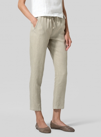 Linen Low Rise Slim Ankle Length Pants