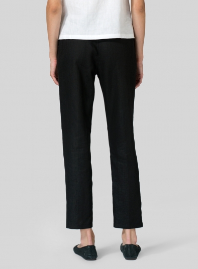 Linen Low Rise Slim Ankle Length Pants