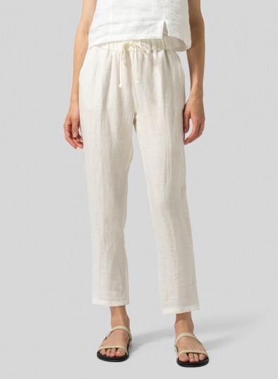 Linen Low Rise Slim Ankle Length Pants