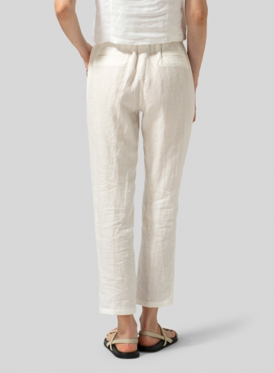 Linen Low Rise Slim Ankle Length Pants