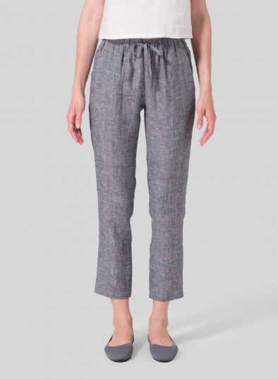 Linen Low Rise Slim Ankle Length Pants