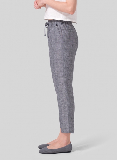 Linen Low Rise Slim Ankle Length Pants