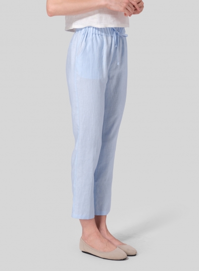 Linen Low Rise Slim Ankle Length Pants