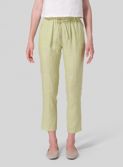 Linen Low Rise Slim Ankle Length Pants