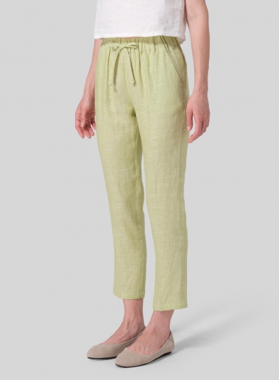 Linen Low Rise Slim Ankle Length Pants