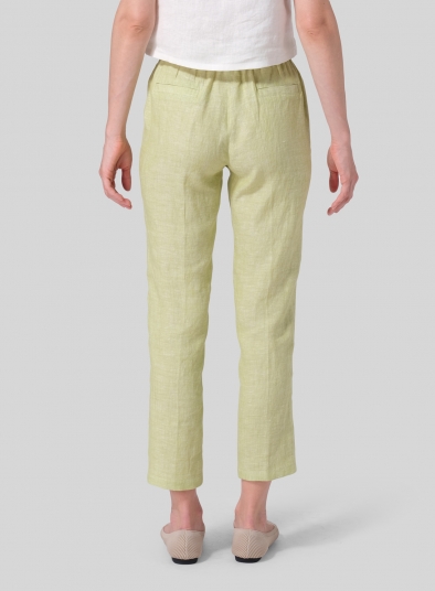 Linen Low Rise Slim Ankle Length Pants