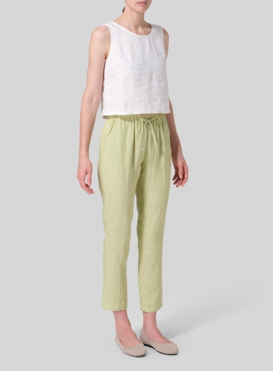 Linen Low Rise Slim Ankle Length Pants