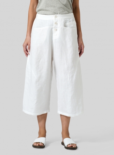 Linen Wide Leg Crop Pants