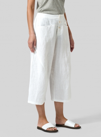 Linen Wide Leg Crop Pants