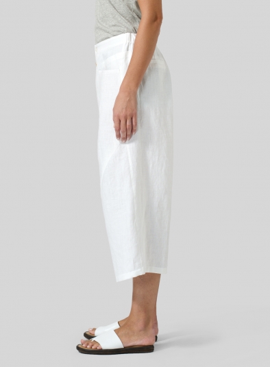 Linen Wide Leg Crop Pants