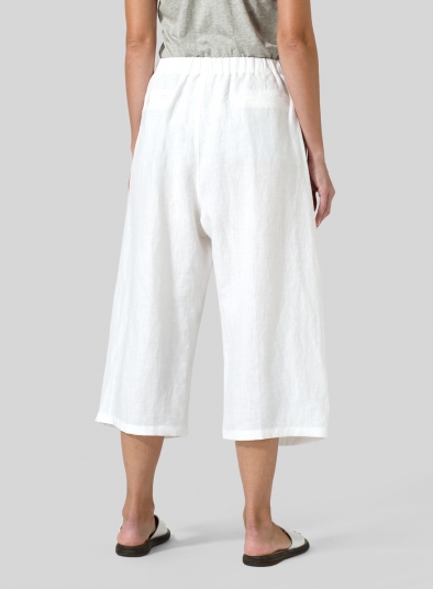 Linen Wide Leg Crop Pants