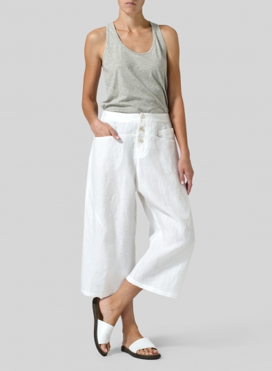 Linen Wide Leg Crop Pants