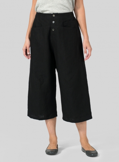 Linen Wide Leg Crop Pants