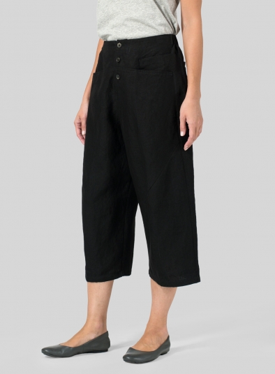 Linen Wide Leg Crop Pants