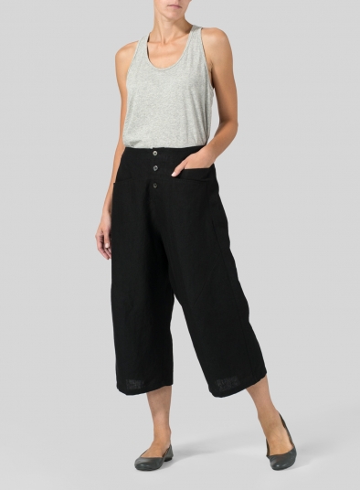 Linen Wide Leg Crop Pants