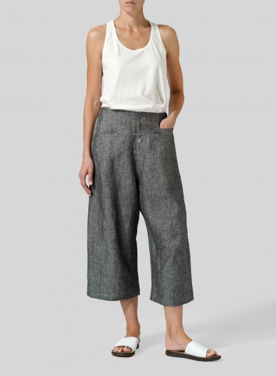 Linen Wide Leg Crop Pants