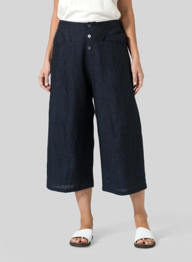 Linen Wide Leg Crop Pants