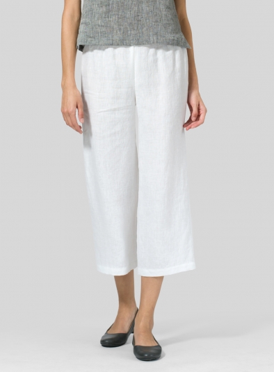 Linen Straight Leg Cropped Pants