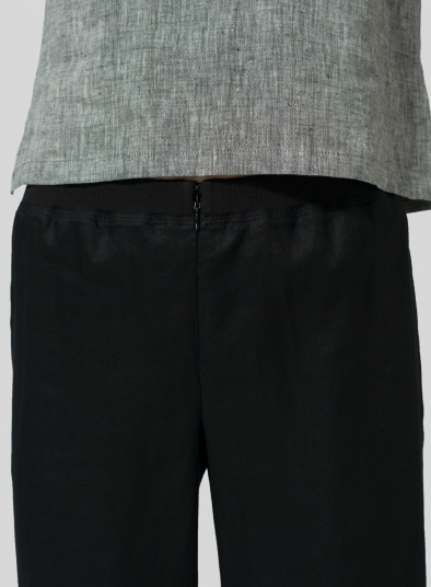 Linen Straight Leg Cropped Pants