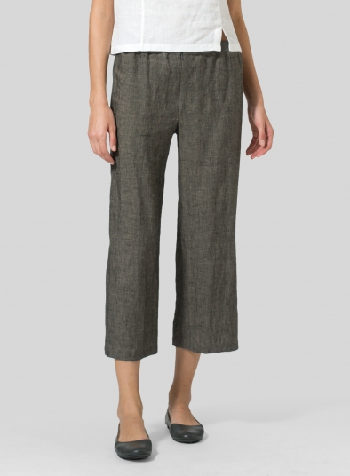 Linen Straight Leg Cropped Pants