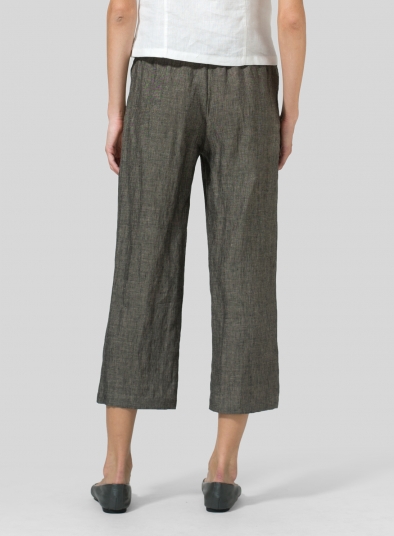 Linen Straight Leg Cropped Pants