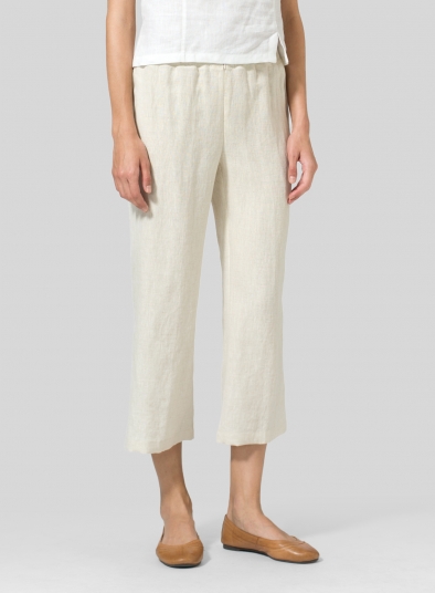 Linen Straight Leg Cropped Pants