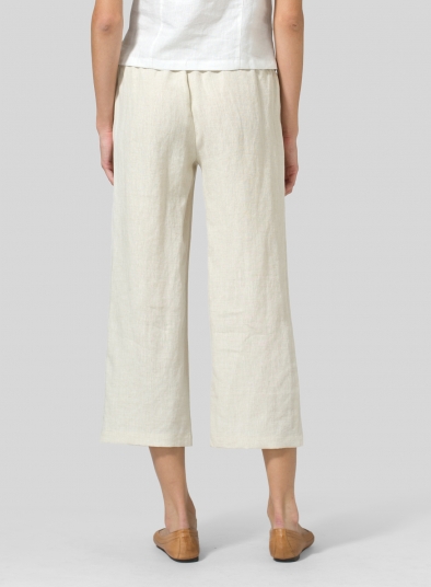 Linen Straight Leg Cropped Pants